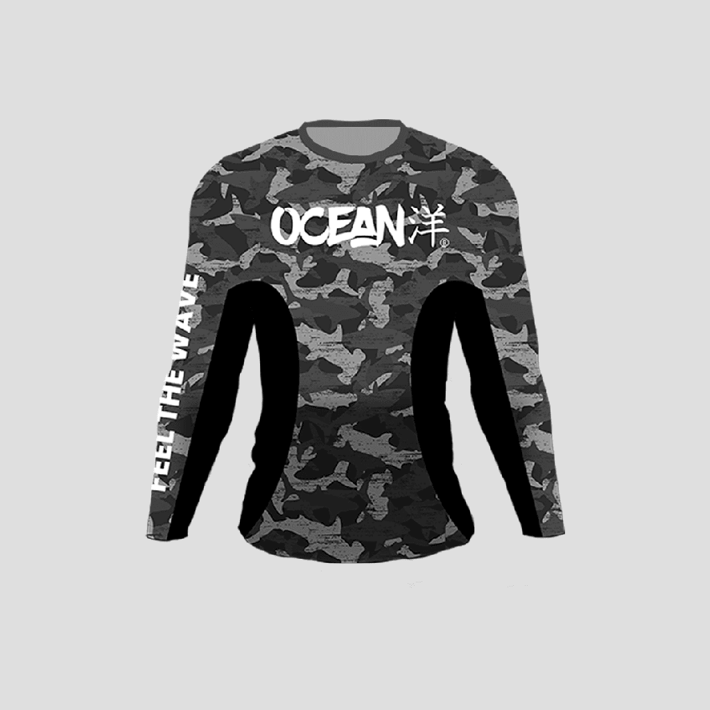 Polo Dry-Fit Ocean Gray Camo Fish / Talla L